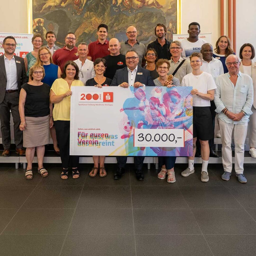 Gewinnerinnen und Gewinner der Jubiläums-Vereinsförderung der Sparkasse Freiburg-Nördlicher Breisgau